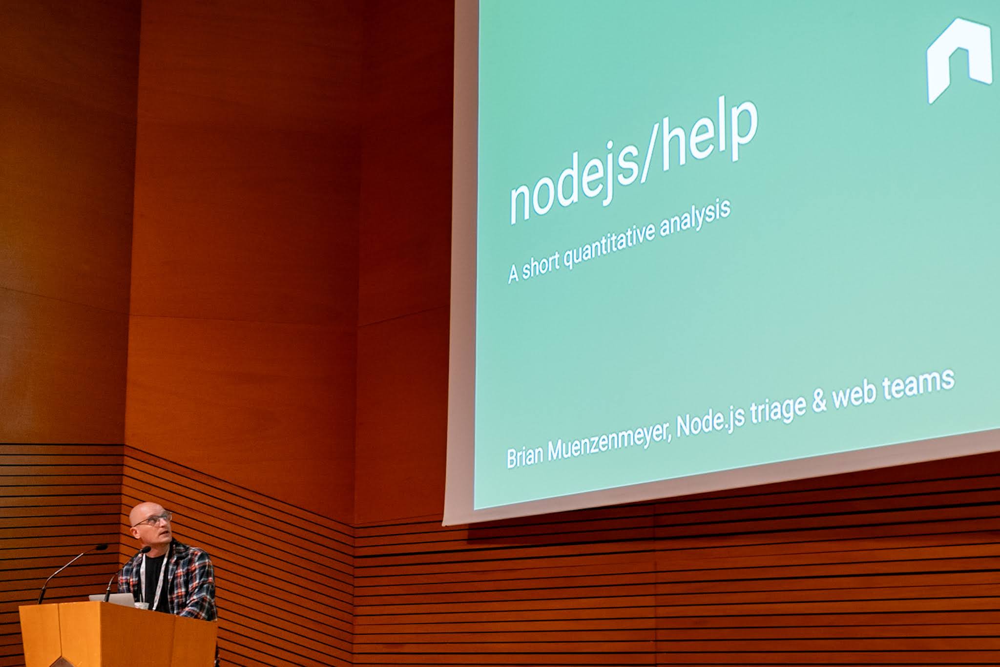 Brian speaking at Node.js Collab Summit Bilbao
