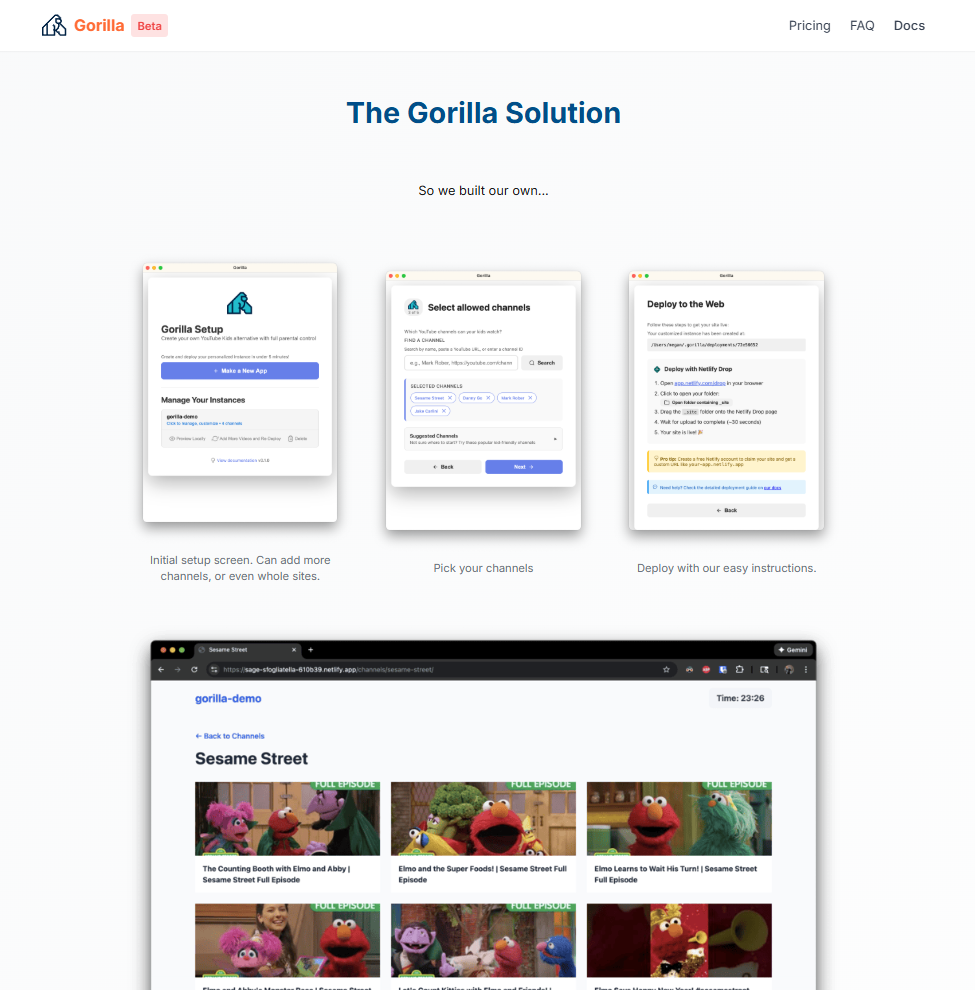 A screenshot of the Gorilla app